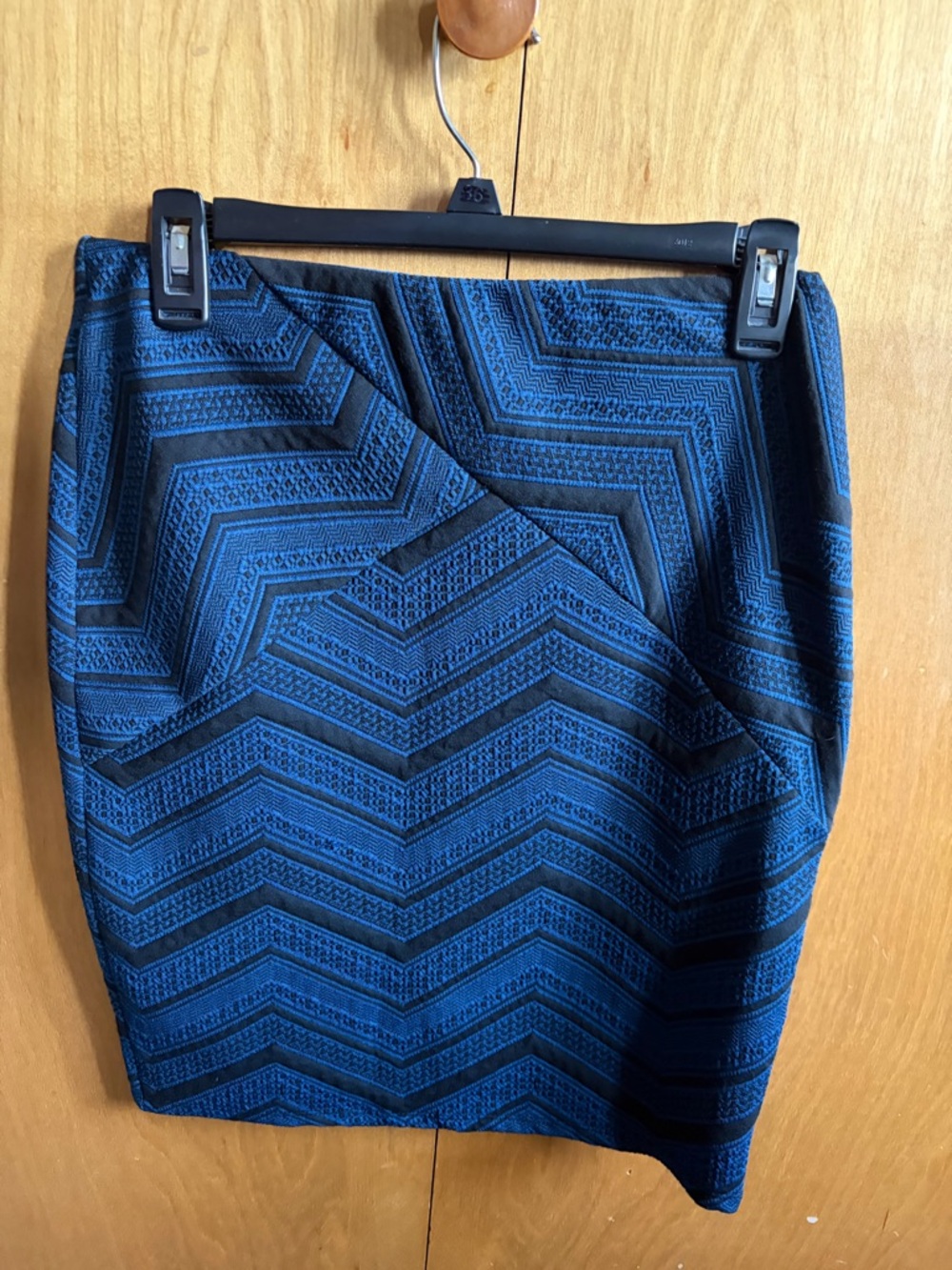 Joe B Blue and Black Chevron Pencil Skirt